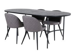 Маса и столове за трапезария Dallas 2526 (Сив + Черен)