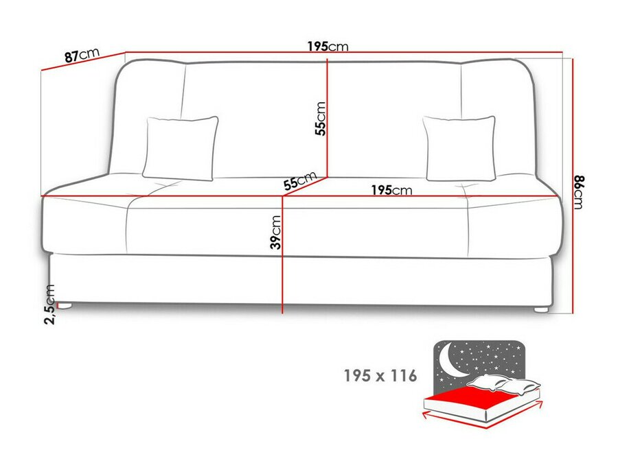 Καναπές κρεβάτι Miami 104 (Lawa 06)