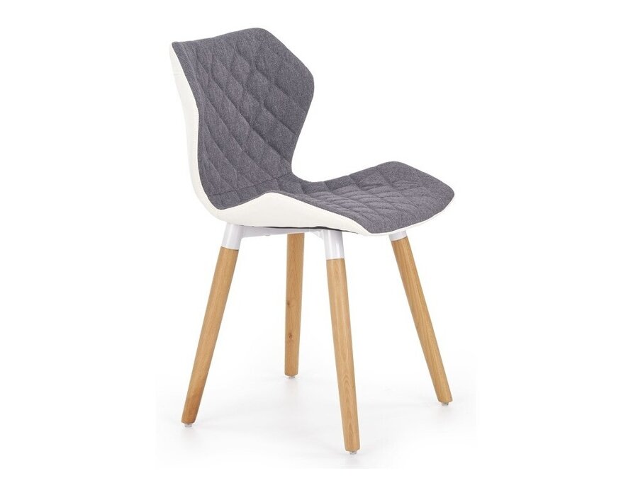 Καρέκλα Houston 583 (Γκρι + Άσπρο + Ανοιχτό χρώμα ξύλου)