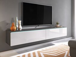 TV-Tisch Sarasota 121 (Matera grau + Weiß glänzend)