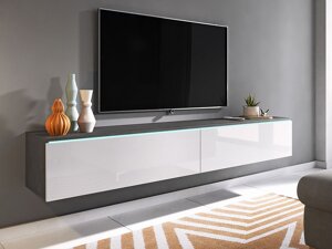 Móvel de TV Sarasota 121 (Matera cinzento + Branco brilhante)