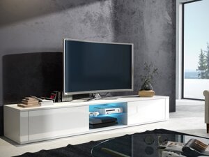 TV-Tisch Gilroy 104 (Weiß + Weiß glänzend)