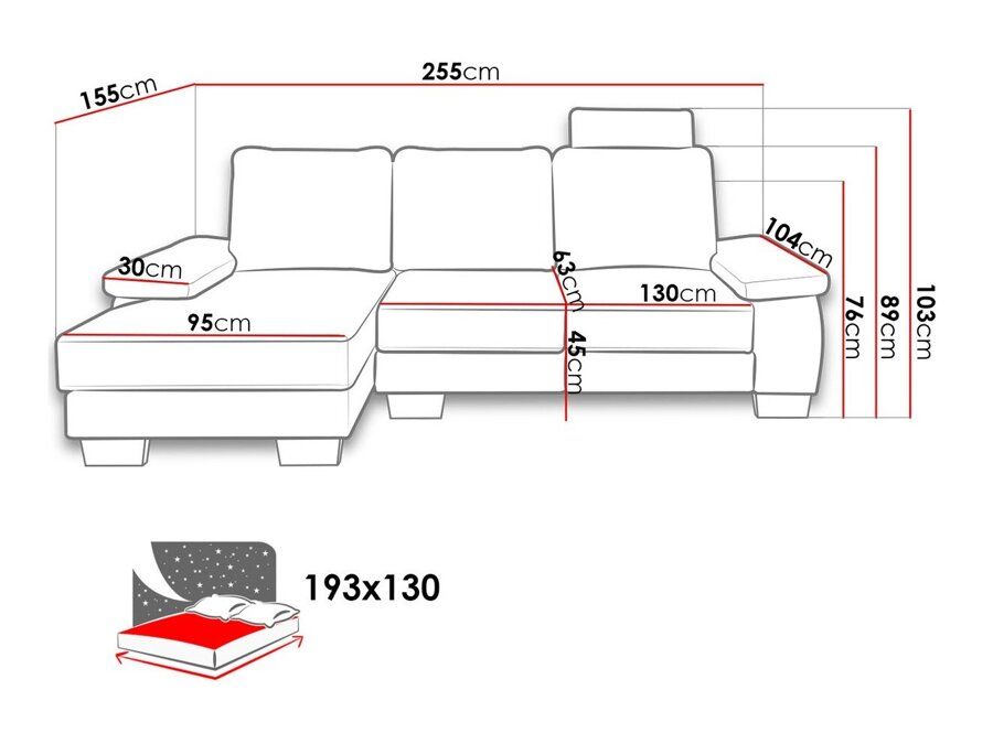 Canapé d'angle Lincoln 125