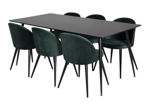 Маса и столове за трапезария Dallas 1509 (Зелен + Черен)