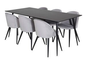 Маса и столове за трапезария Dallas 1509 (Светло сив + Черен)