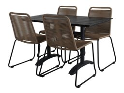 Conjunto de mesa e cadeiras Dallas 2196 (Castanho claro + Preto)