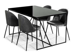 Маса и столове за трапезария In Living 376 (Сив + Черен)