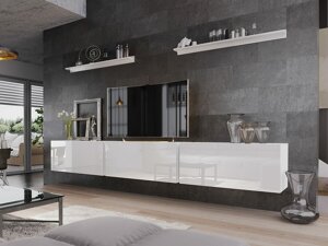 Set mobili soggiorno Hoover 101 (Bianco + Bianco lucido No)
