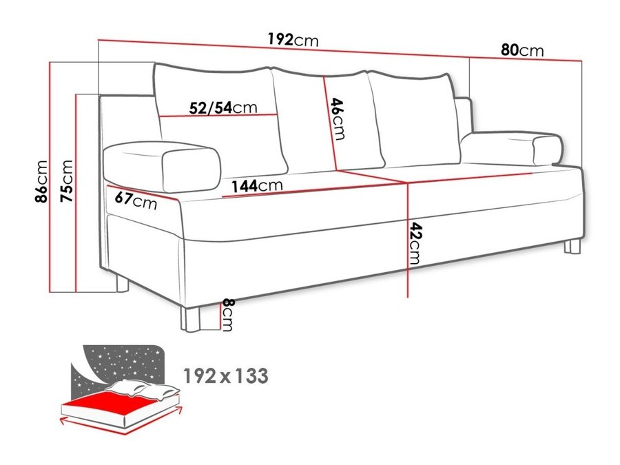 Canapea extensibilă Comfivo 125 (Lux 30 + Evo 30)
