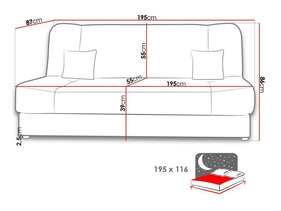 Καναπές κρεβάτι Miami 116