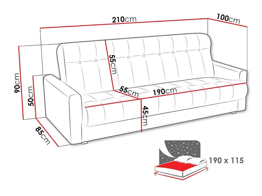 Dīvāns gulta Elizabeth 100