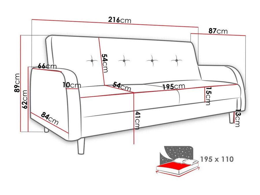 Dīvāns gulta Plano 100