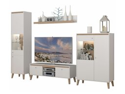 Set mobili soggiorno Providence D120 (Rovere Sanremo chiaro + Opaca bianco)