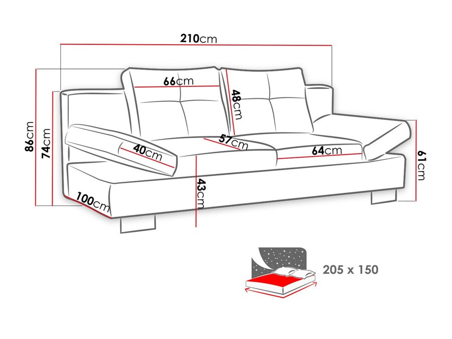 Καναπές κρεβάτι Lincoln 100
