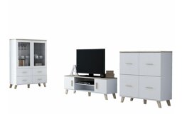 Wohnzimmer-Sets Charlotte G113 (Weiß + Sonoma Eichenholzoptik)