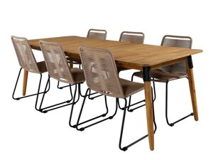 Stol i stolice set Dallas 2879 (Svijetlo smeđa + Crna)