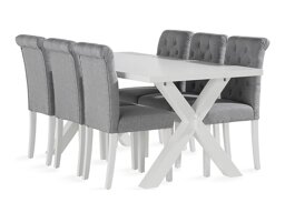 Conjunto de comedor Parkland 312 (Blanco + Gris claro)