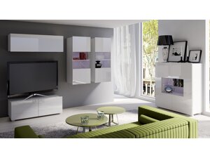 Set mobili soggiorno Providence B115 (È bianco Bianco + Bianco lucido)