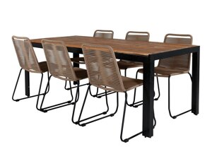 Stol i stolice set Dallas 2907 (Svijetlo smeđa + Crna)