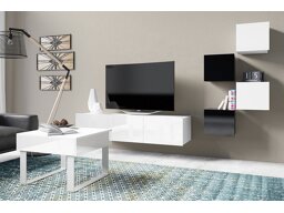 Set mobili soggiorno Providence B137 (Nero + Nero lucido + Bianco + Bianco lucido)