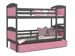 Divstāvu gulta Aurora 101 (Pelēks Tumši rozā)