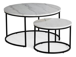 Komplet klubskih mizic Scandinavian Choice 851 (Beli marmor + Črna)