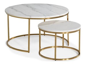 Žurnālu galdiņu komplekts Scandinavian Choice 851 (Balts marmors + Zelta)