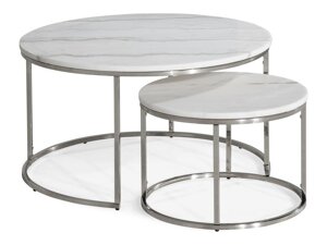 Conjunto de mesa de centro Scandinavian Choice 851 (Marmore branco + Prata)