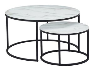 Žurnālu galdiņu komplekts Riverton 435 (Balts marmors + Melns)