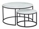 Komplet klubskih mizic Riverton 435 (Beli marmor + Črna)