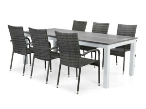 Tisch und Stühle Comfort Garden 1303 (Weiss + Grau)