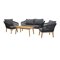 Conjunto de muebles de exterior Dallas 661 (Gris oscuro + Negro + Acacia)