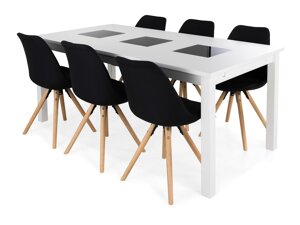 Маса и столове за трапезария Scandinavian Choice 638 (Тъмно сив + Кафяв)