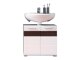 Stehender Badezimmerschrank für ein Waschbecken Columbia AB101 (Weiß + Weiß glänzend + Eichenholzoptik dunkel)