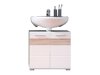 Armário com lavatório de apoio próprio para casa de banho Columbia AB101 (Branco + Branco brilhante + Carvalho claro)
