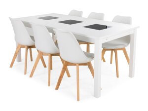 Маса и столове за трапезария Scandinavian Choice 637 (Бял + Кафяв)