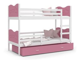 Dviaukštė lova Aurora 110 (Balta Rožinė)