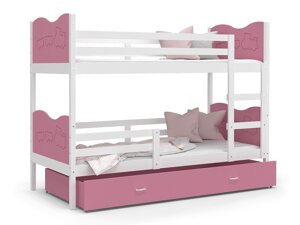 Dviaukštė lova Aurora 112 (Balta Rožinė)