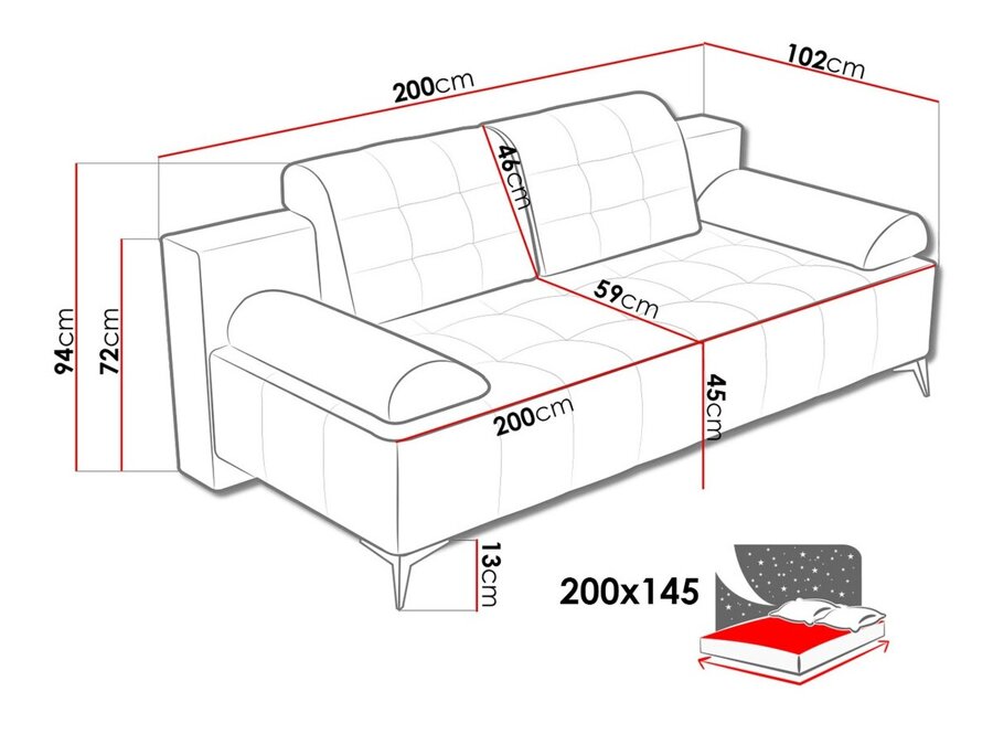 Καναπές κρεβάτι Carlsbad 100 (Rico 14)