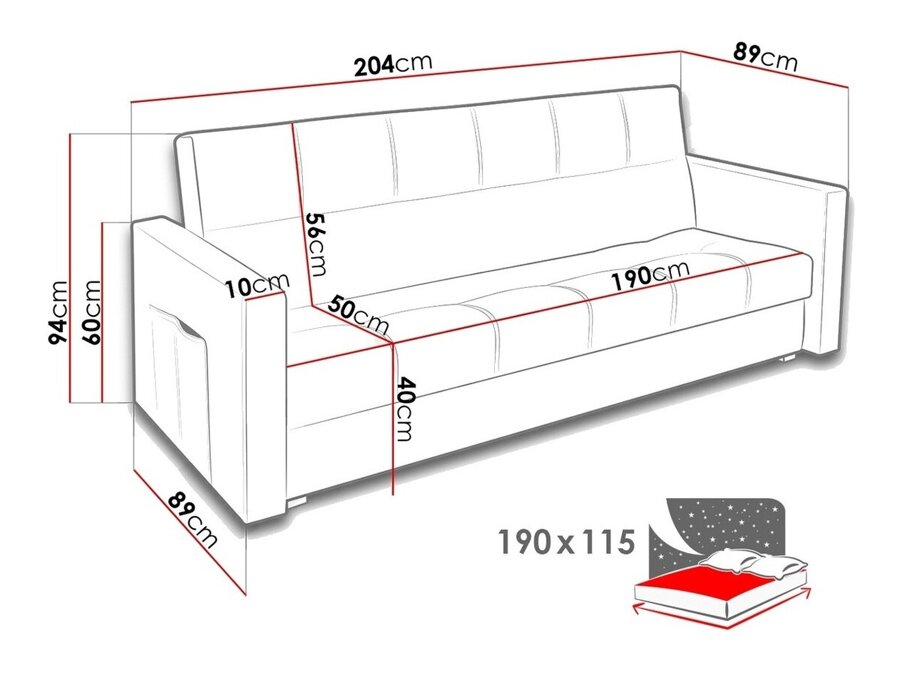 Καναπές κρεβάτι Edinburg 104 (Inari 80)