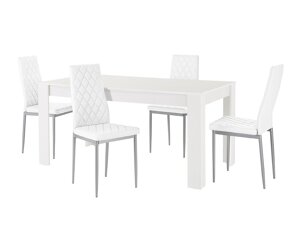 Маса и столове за трапезария Denton 599 (Бял + Сребро)