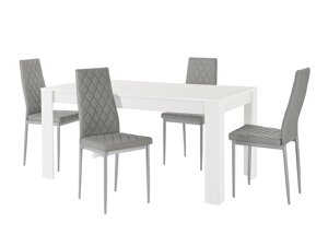 Маса и столове за трапезария Denton 599 (Сив + Сребро)