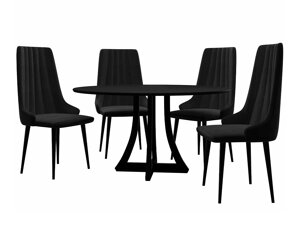 Маса и столове за трапезария Racine 135 (Черен + Magic Velvet 2219)