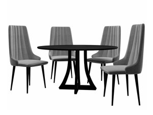 Маса и столове за трапезария Racine 135 (Черен + Magic Velvet 2217)