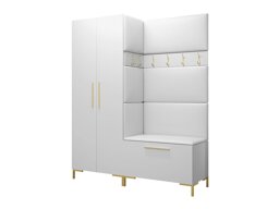 Meuble d'entrée Hartford F100 (Blanc Faux cuir Soft 017)