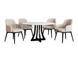 Маса и столове за трапезария Racine 128 (Бял гланц + Черен гланц)