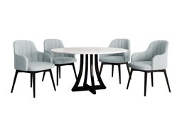 Маса и столове за трапезария Racine 128 (Бял гланц + Черен гланц)