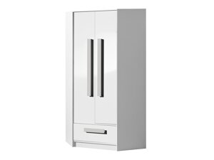 Γωνιακή ντουλάπα Akron J103 (Άσπρο + Γυαλιστερό λευκό + Γκρι)
