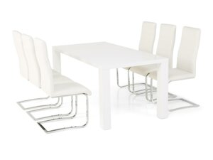 Маса и столове за трапезария Scandinavian Choice 568 (Бял + Сребро)