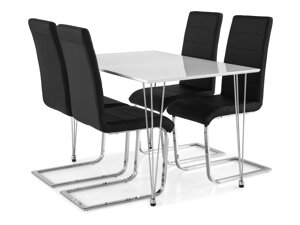 Маса и столове за трапезария Scandinavian Choice 614 (Черен + Сребро)